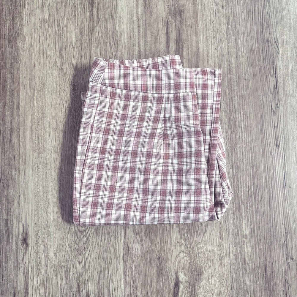SHEIN Pink Plaid Pants